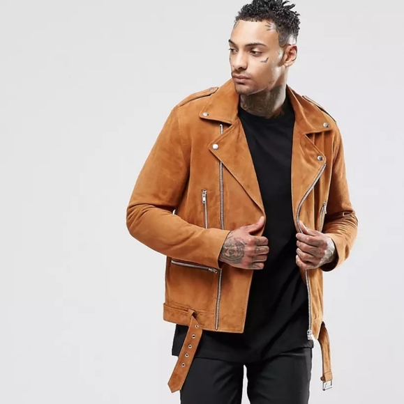 ASOS Other - ASOS Belted Suede Biket Jacket in Tan